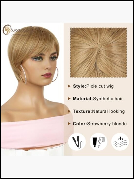 Pixie Cut Wig Fluffy Curly Layered With Bangs Synthetic Heat Resistant Short main image 5